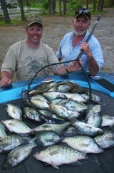 crappie in net on boat